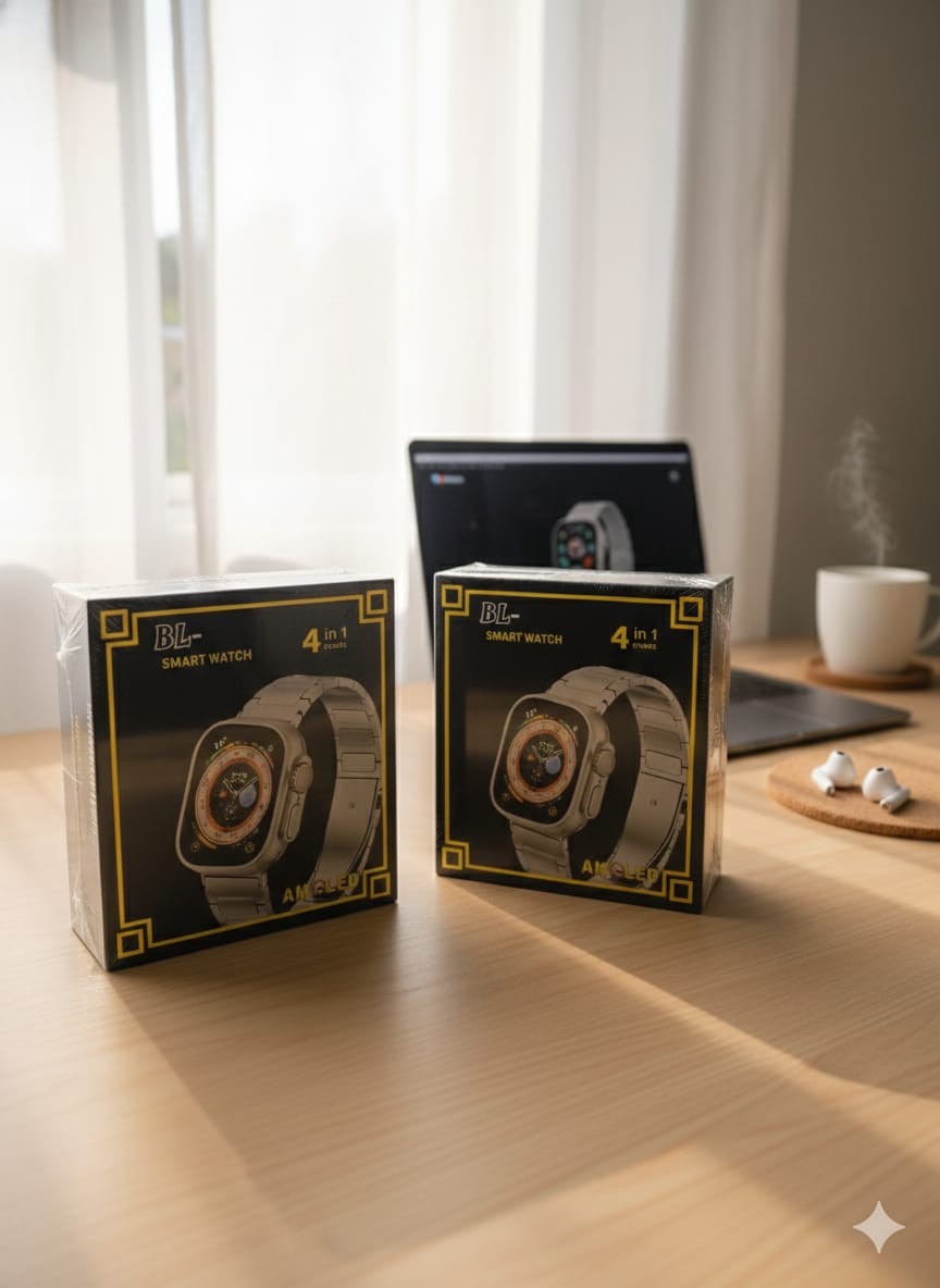 BL HW Ultra AMOLED Smart Watch (4-in-1 Straps, Bluetooth Calling, Fitness Tracking)