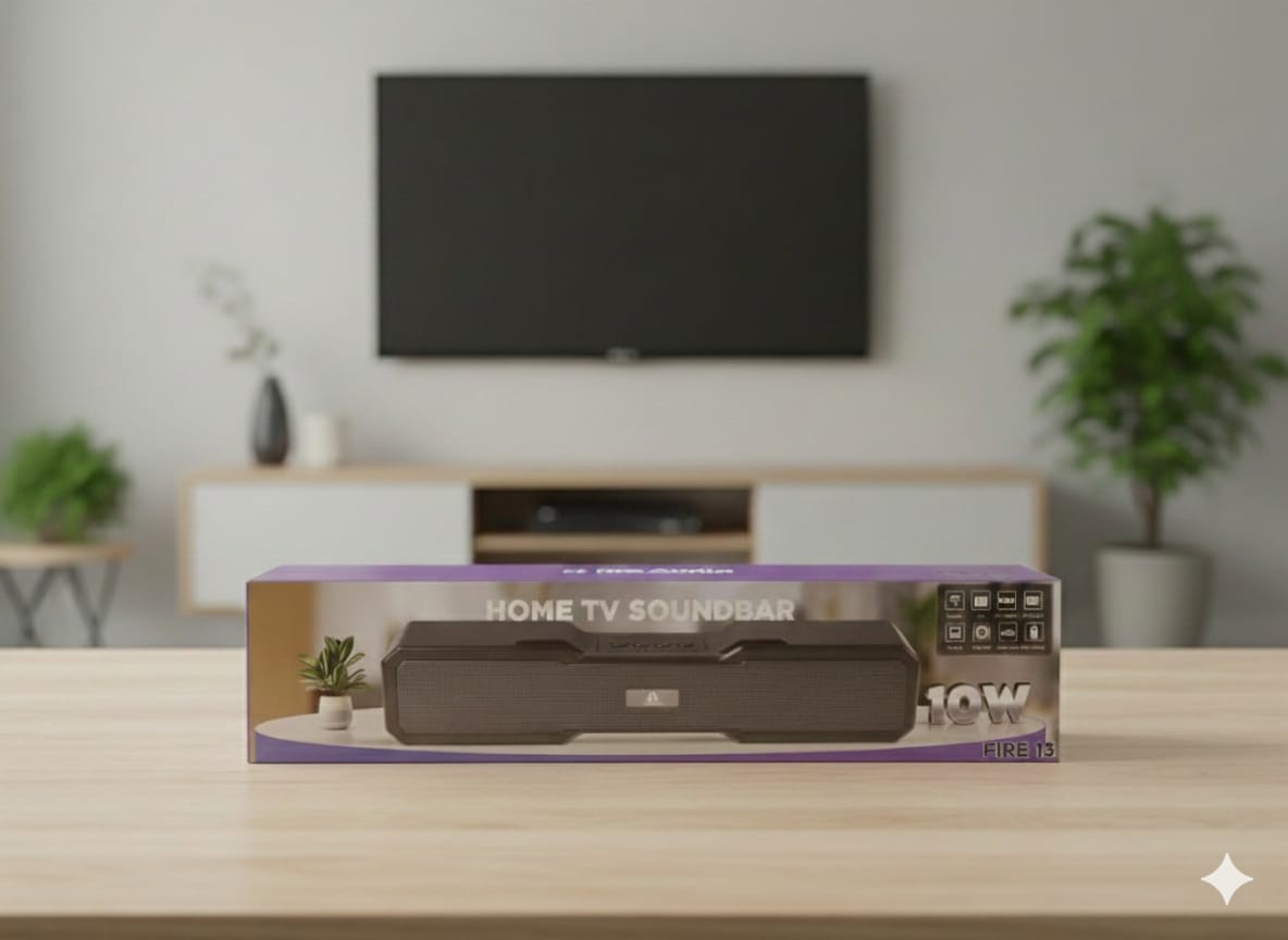 Wireless Home TV Soundbar Speaker | 10W Output | Bluetooth | 2400mAh Battery | AUX 3.5mm | Black