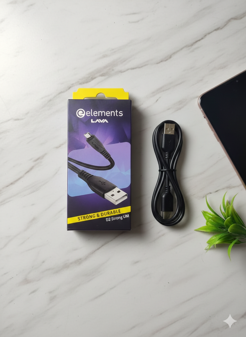 LAVA Elements D2 Strong UM USB-A to Micro-USB Cable(With 6 months warrenty+Free home service)