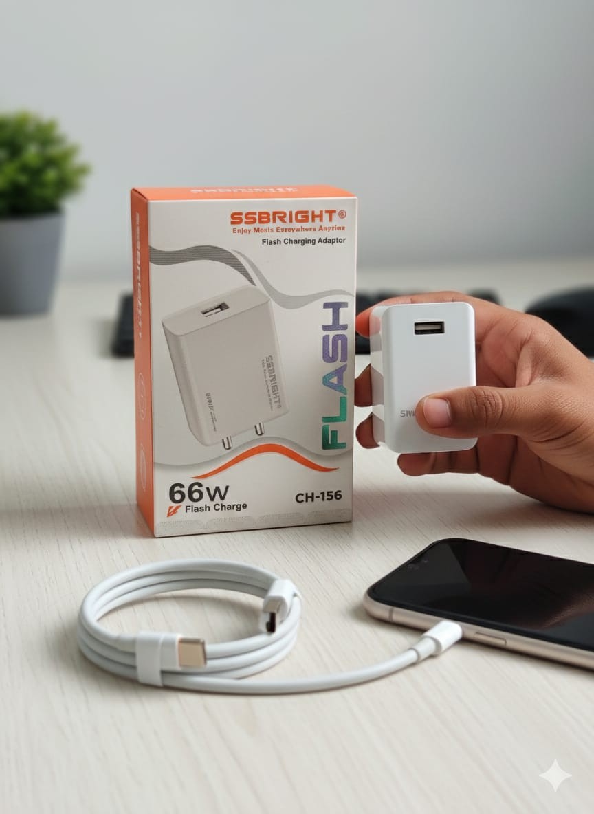 SSBRIGHT 66W Fast Charge Power Adapter + USB Cable